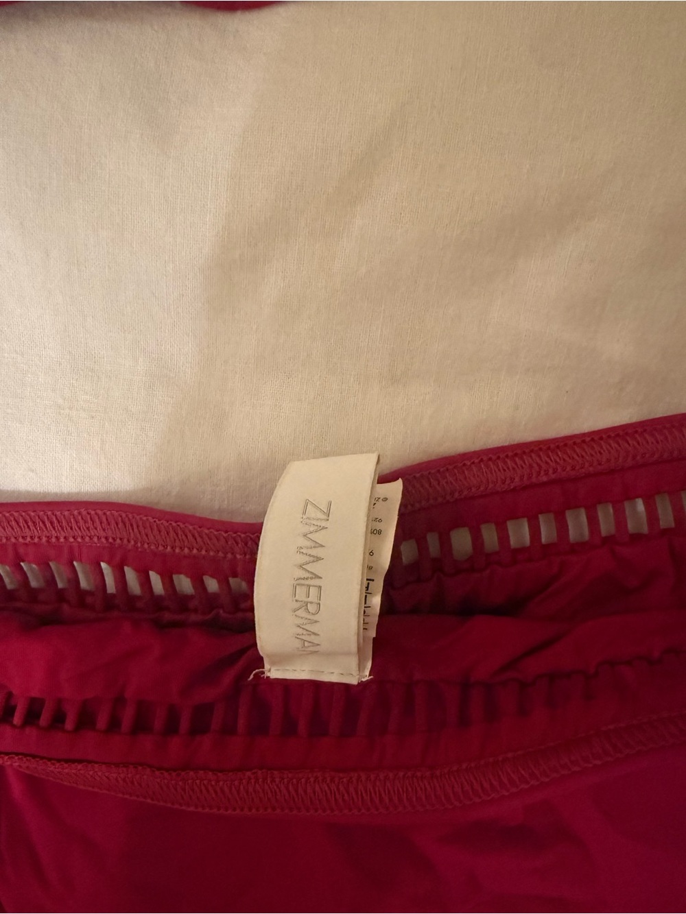 Zimmermann Magenta V-Neck Bikini Set with Cutout Trim - Picture 6 of 7